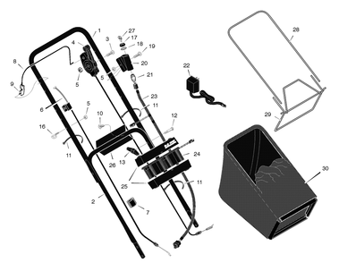 Handle And Bag Assembly Diagram and Parts List for 20716X50C 2001 Briggs and Stratton Lawn Mower